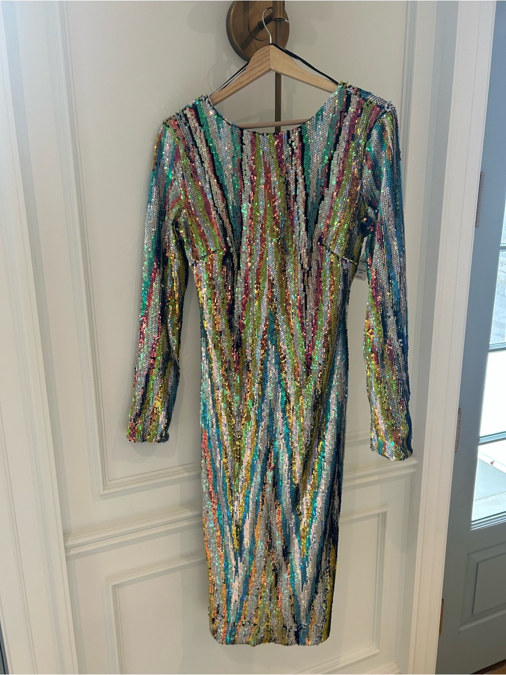 Dress the Population Multicolor Sequin Long-Sleeve Dress